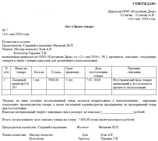 Акт простоя по вине заказчика. образец и бланк 2018 года